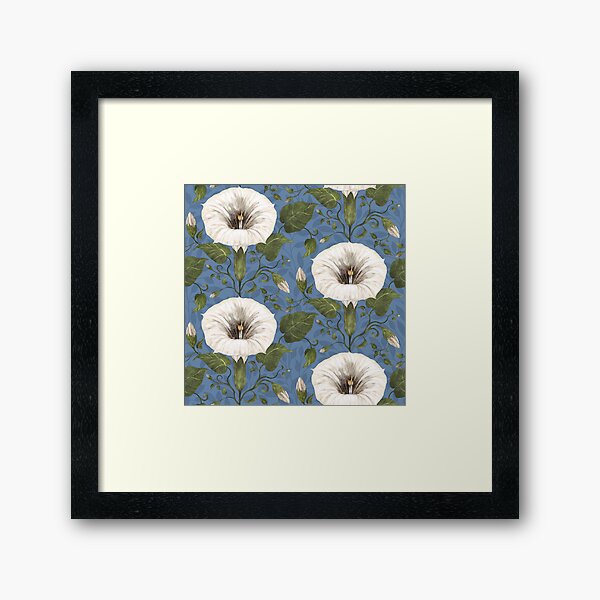 Aperçu de l'œuvre Dreamy Moonflower sur bleu créée et vendue par Silver Steer Design.