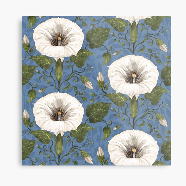 Aperçu de l'œuvre Dreamy Moonflower sur bleu créée et vendue par Silver Steer Design.