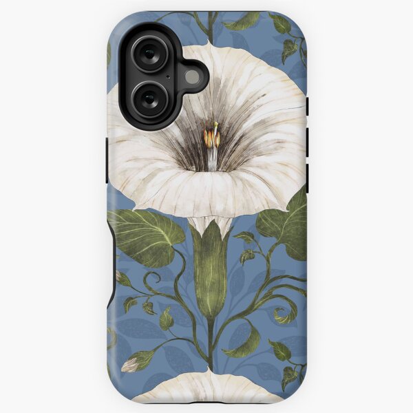 Aperçu de l'œuvre Dreamy Moonflower sur bleu créée et vendue par Silver Steer Design.