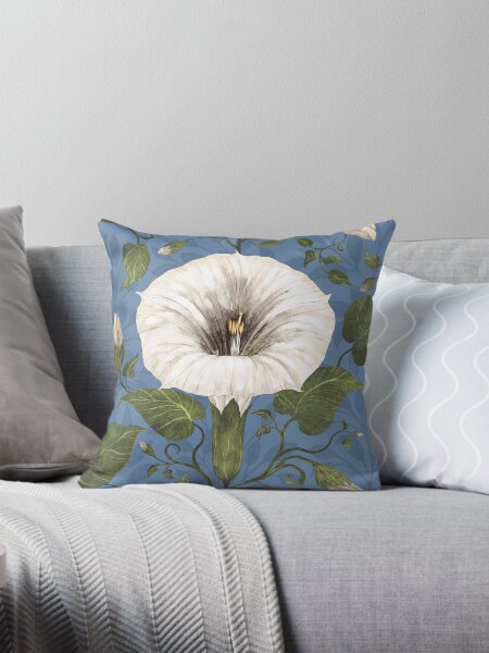 Aperçu de l'œuvre Dreamy Moonflower sur bleu créée et vendue par Silver Steer Design.