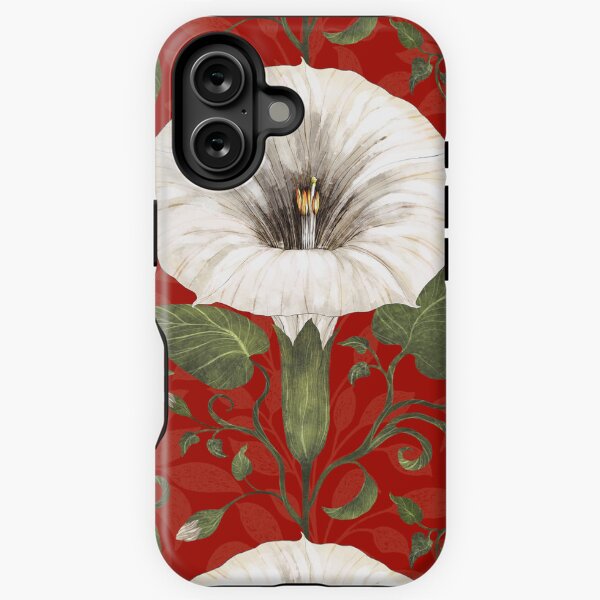 Aperçu de l'œuvre Dreamy Moonflower sur rouge créée et vendue par Silver Steer Design.