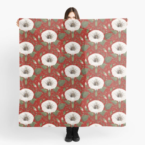 Aperçu de l'œuvre Dreamy Moonflower sur rouge créée et vendue par Silver Steer Design.