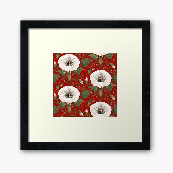 Aperçu de l'œuvre Dreamy Moonflower sur rouge créée et vendue par Silver Steer Design.