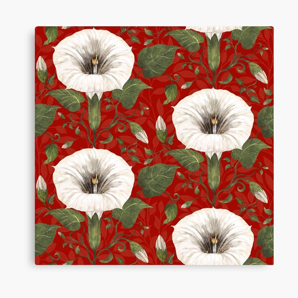 Aperçu de l'œuvre Dreamy Moonflower sur rouge créée et vendue par Silver Steer Design.
