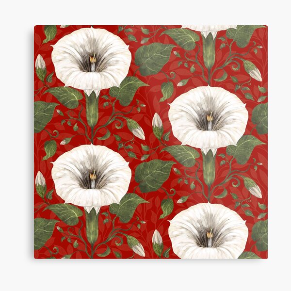 Aperçu de l'œuvre Dreamy Moonflower sur rouge créée et vendue par Silver Steer Design.