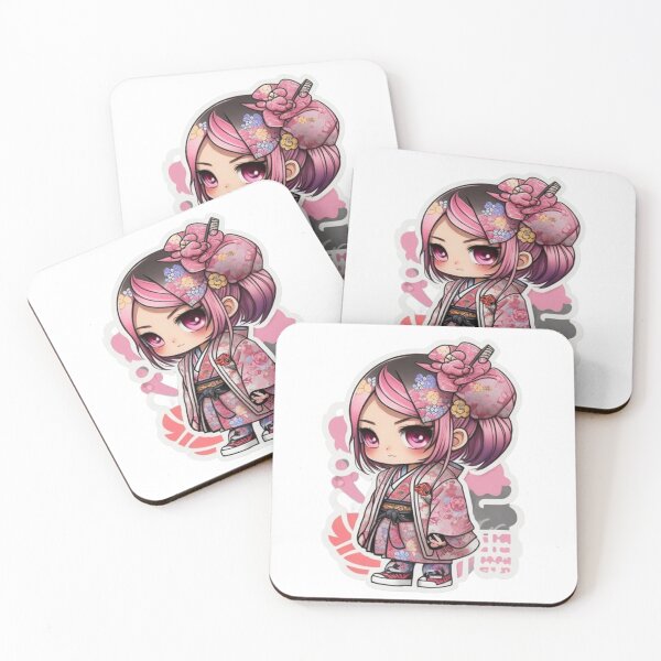 Item preview, Adorable kimono-clad girl radiating stylish charm stickers and more. designed and sold by mefirefire.