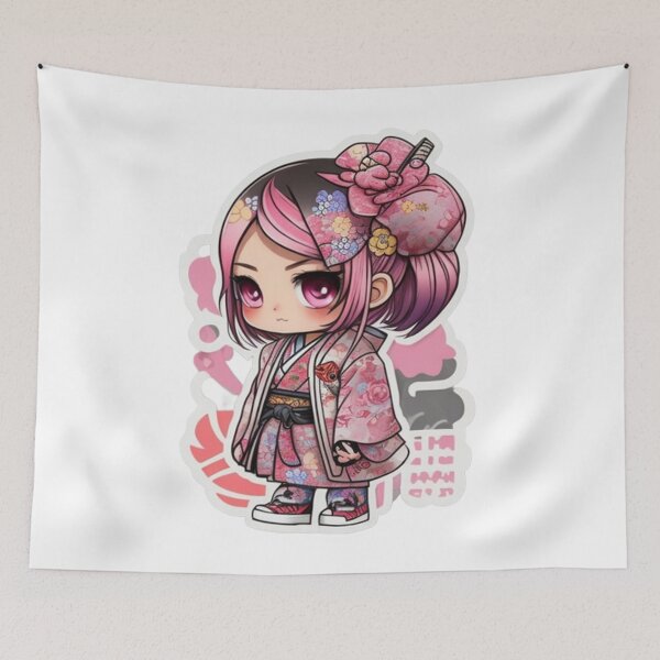 Item preview, Adorable kimono-clad girl radiating stylish charm stickers and more. designed and sold by mefirefire.
