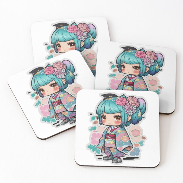 Item preview, Adorable kimono-clad girl radiating stylish charm stickers and more. designed and sold by mefirefire.