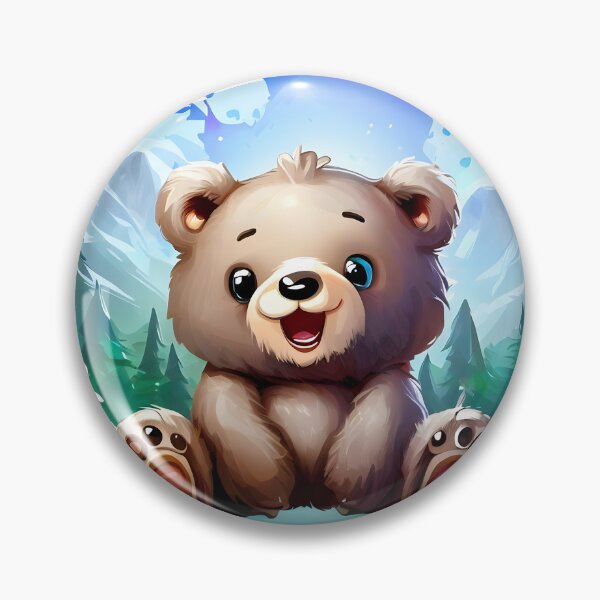 Item preview, Cute and happy baby bear in a pine forest designed and sold by ArtandSmile.