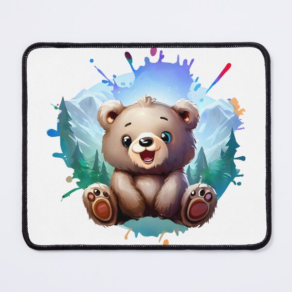 Item preview, Cute and happy baby bear in a pine forest designed and sold by ArtandSmile.
