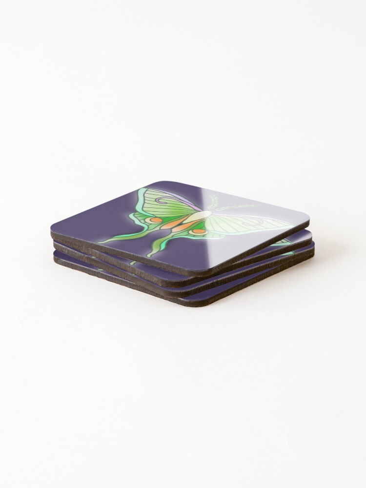 Thumbnail 4 of 5, Coasters (Set of 4), Luna Moth designed and sold by Rabbittooth.