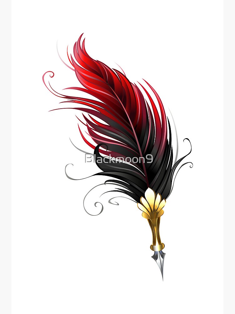 Red feather pen Art Board Print for Sale by Blackmoon9