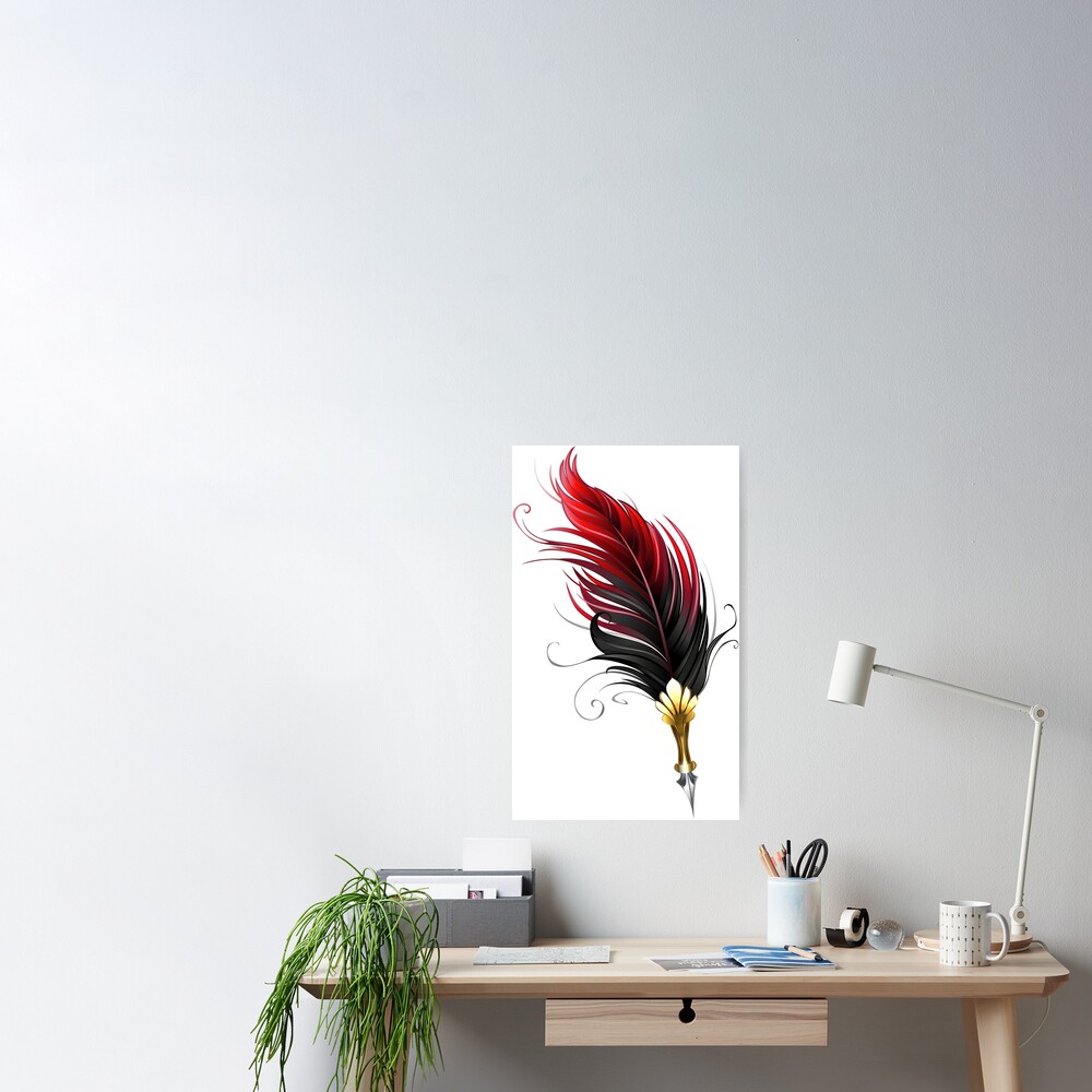 Red feather pen Art Board Print for Sale by Blackmoon9
