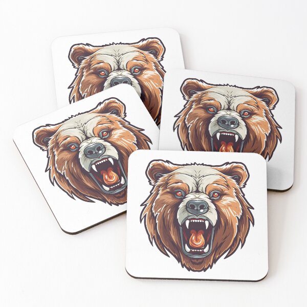 Item preview, Angry grizzly head, brown bear, ferocious predator designed and sold by Clearmind-Arts.