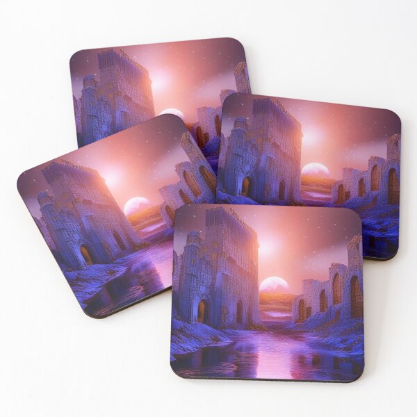 Item preview, Vibrant Vaporwave Ruins of a Medieval Castle | Retro Aesthetic Art designed and sold by LuminoArt.
