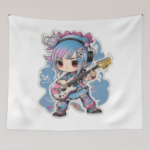 Item preview, Adorable kimono-clad guitarist rocking the stage sticker and more. designed and sold by mefirefire.