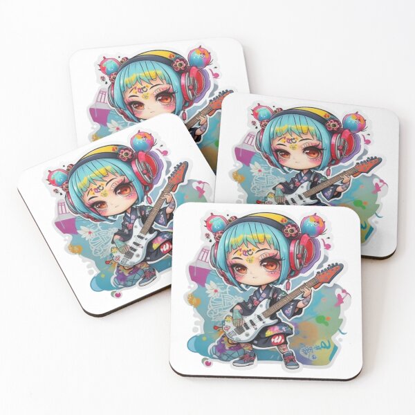 Item preview, Adorable kimono-clad guitarist rocking the stage sticker and more. designed and sold by mefirefire.