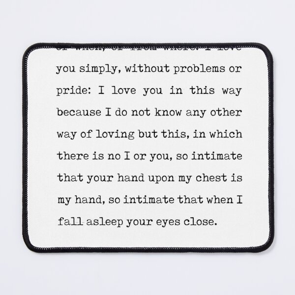 Item preview, I love you without knowing - Pablo Neruda Poem - Literature - Typewriter Print designed and sold by Studio Grafiikka.