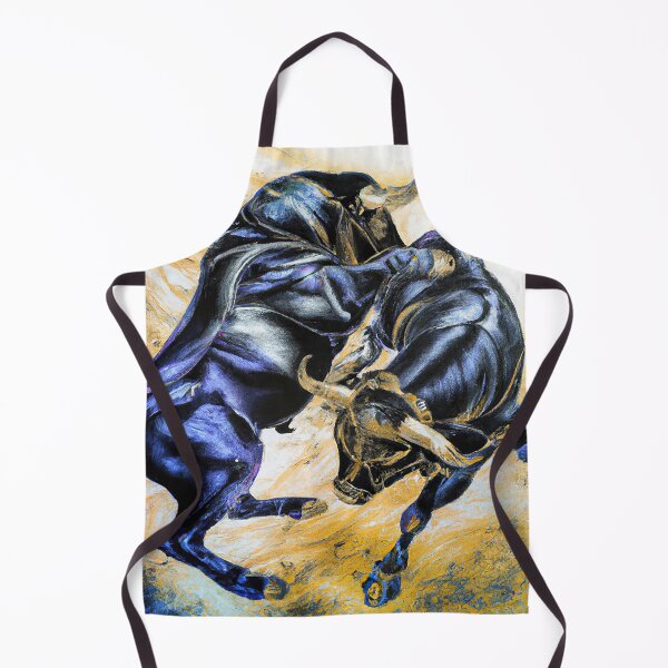 Item preview, A painting of 2 black bulls fighting designed and sold by Kathysartroom.