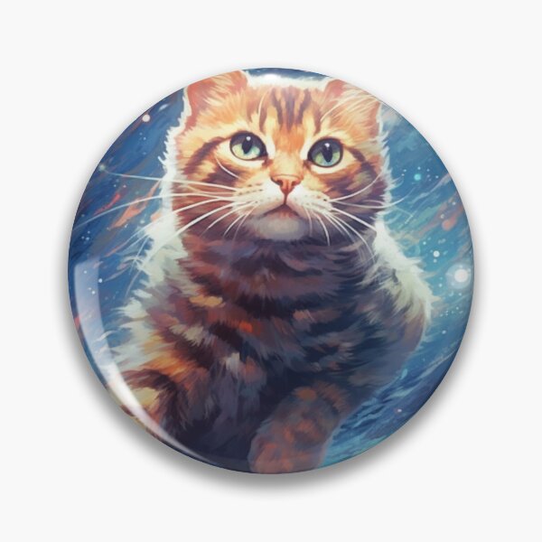 Artikelvorschau, „Astro Feline: Speedpaint Vibrant Realism in Dark Sky-Blue and Light Amber“, eine Weltraumkatze im Speedpainting-Stil entworfen und verkauft von Bee Happy Creative™.