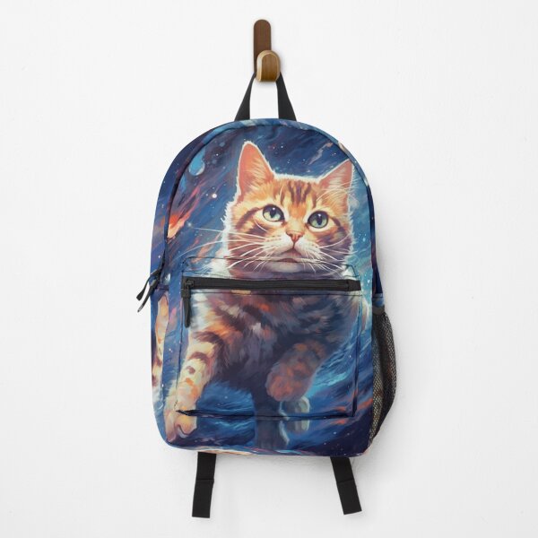 Item preview, "Astro Feline: Speedpainted Vibrant Realism in Dark Sky-Blue and Light Amber" a space cat, in the style of speedpainting designed and sold by Bee Happy Creative™.