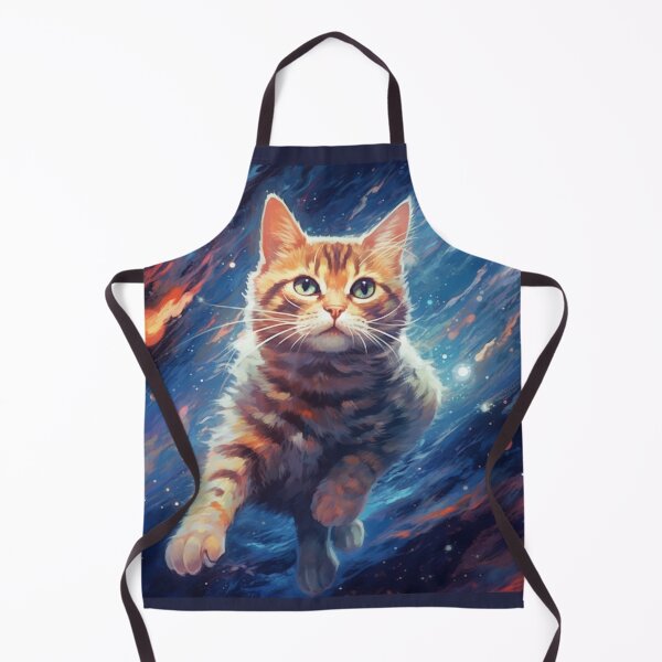 Item preview, "Astro Feline: Speedpainted Vibrant Realism in Dark Sky-Blue and Light Amber" a space cat, in the style of speedpainting designed and sold by Bee Happy Creative™.