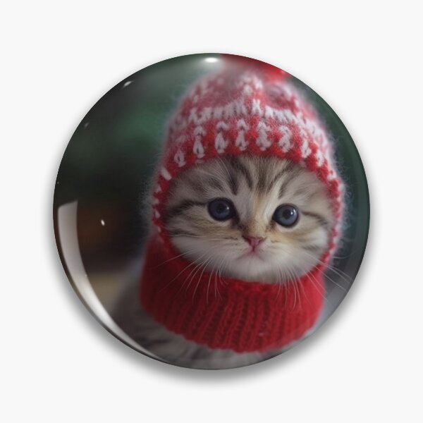 Artikelvorschau, Cute little kitten in a red hat on a background of the Christmas tree. entworfen und verkauft von aiphotosart.