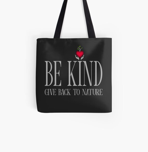 Be Kind - Text - Dark Background All Over Print Tote Bag