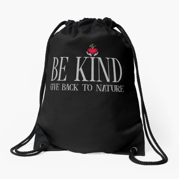 Be Kind - Text - Dark Background Drawstring Bag