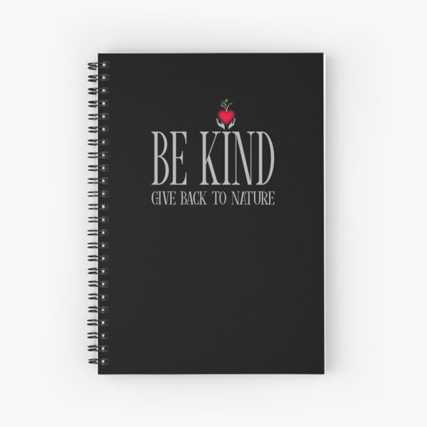 Be Kind - Text - Dark Background Spiral Notebook