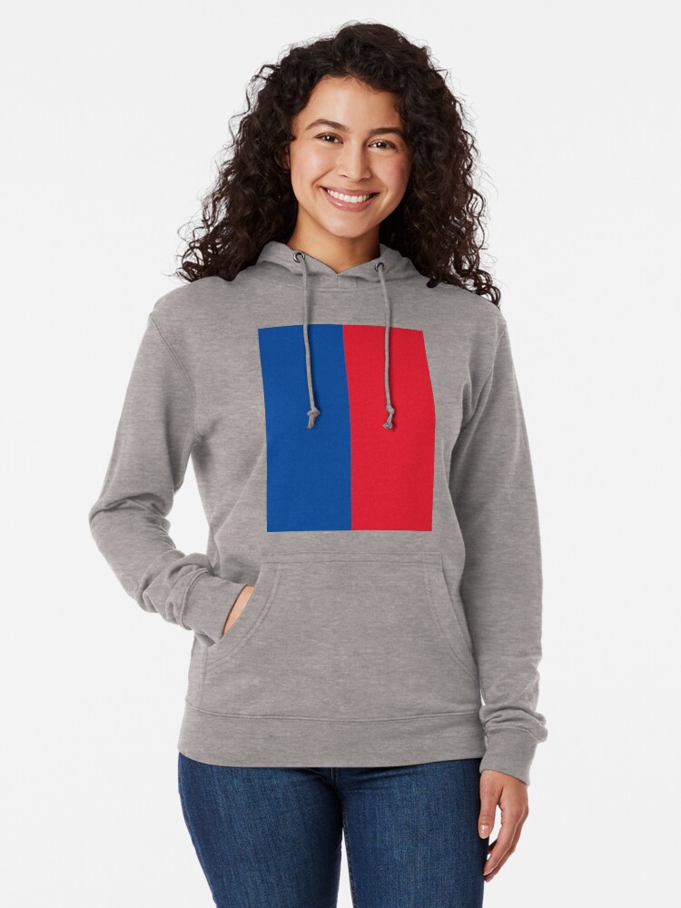 Half red half online blue sweatshirt