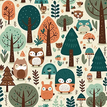 Artwork thumbnail, Cute Forest Pattern by Amir Faysal