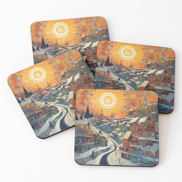 Item preview, Colorful Snowy Village Captivating Winter Wonderland Art designed and sold by JojoArtEvo.