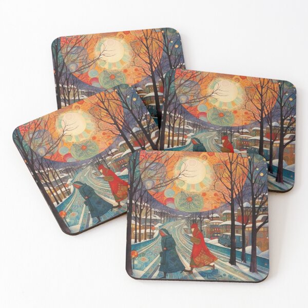 Item preview, Serene Winter Captivating Sunset Village in Snow designed and sold by JojoArtEvo.