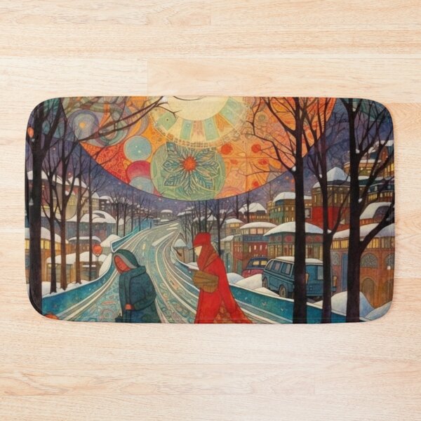 Item preview, Serene Winter Captivating Sunset Village in Snow designed and sold by JojoArtEvo.
