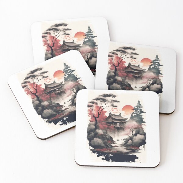 Item preview, Japan old temple watercolor digital painting designed and sold by saflimbenly.