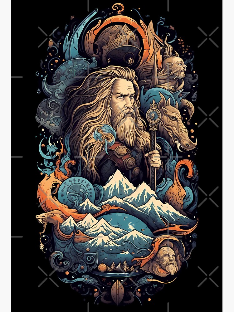 Odin's Wisdom - Realm of All-Father, the Norse God Sticker for Sale by  KamilMalinowski