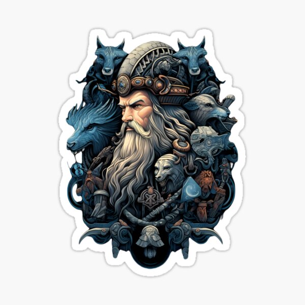 Odin's Wisdom - Realm of All-Father, the Norse God Sticker for Sale by  KamilMalinowski