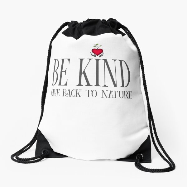 Be Kind - Text - Light Background Drawstring Bag