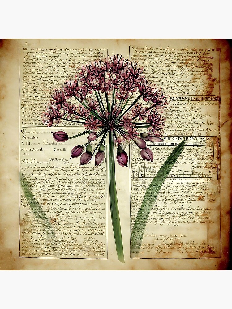 Thumbnail 2 of 2, Postcard, Allium - Majestic Floral Poster - Botanical print, on old text book page designed and sold by cokemann.