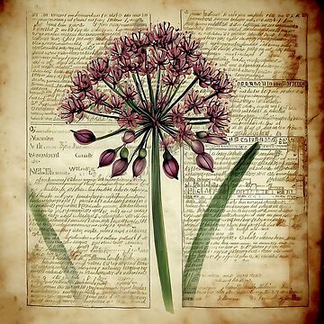 Artwork thumbnail, Allium - Majestic Floral Poster - Botanical print, on old text book page by cokemann