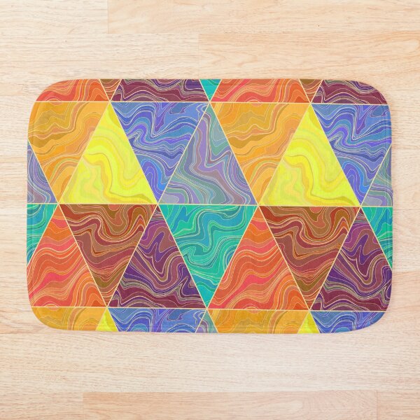 Aperçu de l'œuvre Motif géométrique abstrait en marbre triangle violet, orange, violet et bleu créée et vendue par Osting.