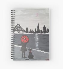 San Francisco Skyline: Girl and Her Dog Spiral Notebook