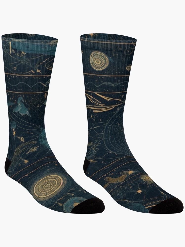 Thumbnail 3 of 5, Socks, Constellation Pattern designed and sold by letsgetinspired.