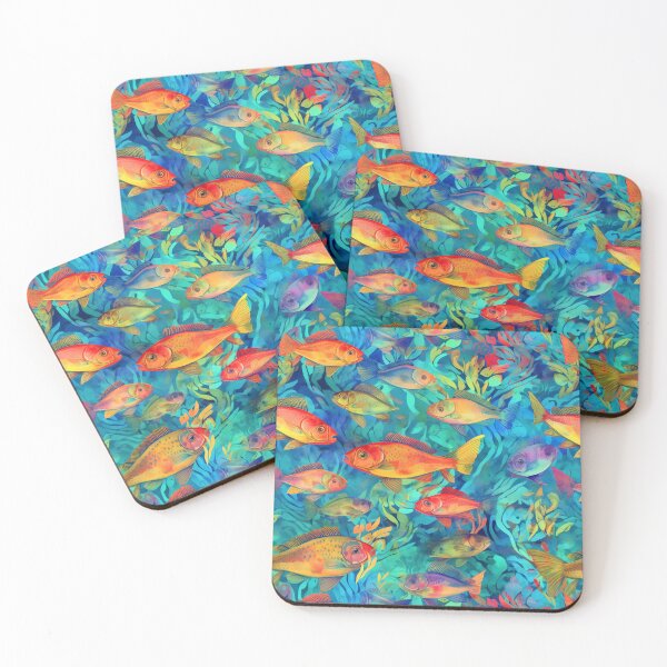 Item preview, Colorful Fish Pattern Art: Vibrant Watercolor Prints designed and sold by GiveMeMood.