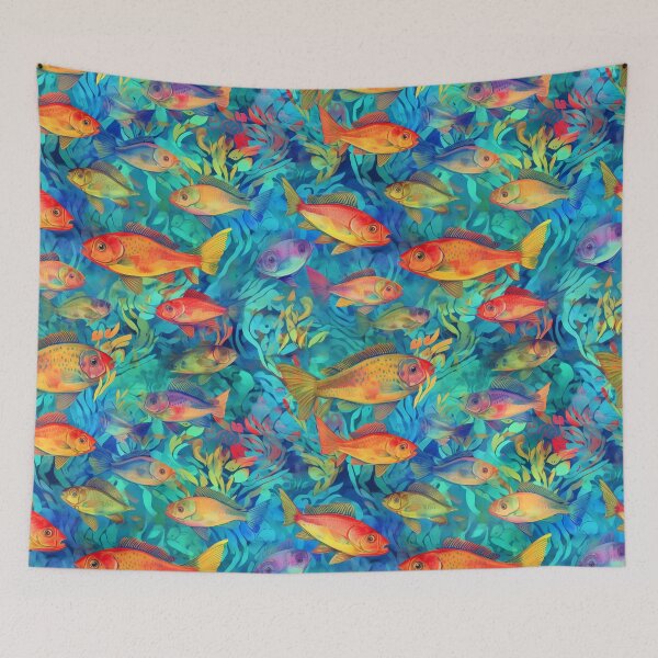 Item preview, Colorful Fish Pattern Art: Vibrant Watercolor Prints designed and sold by GiveMeMood.