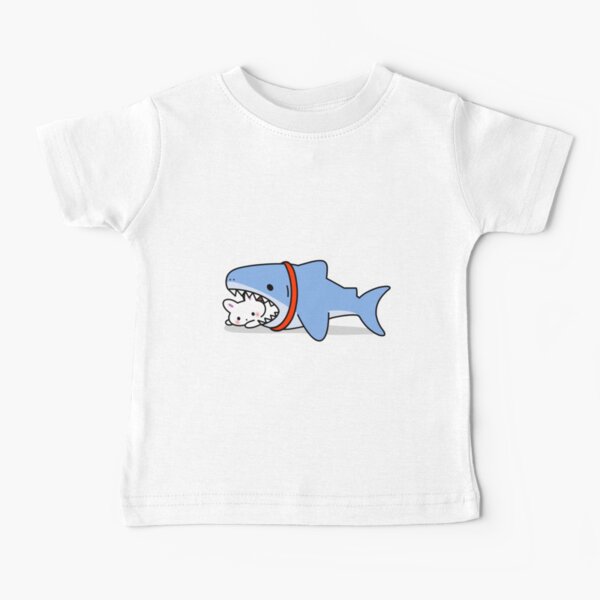 Shark eating bunny cartoon Baby T-Shirt