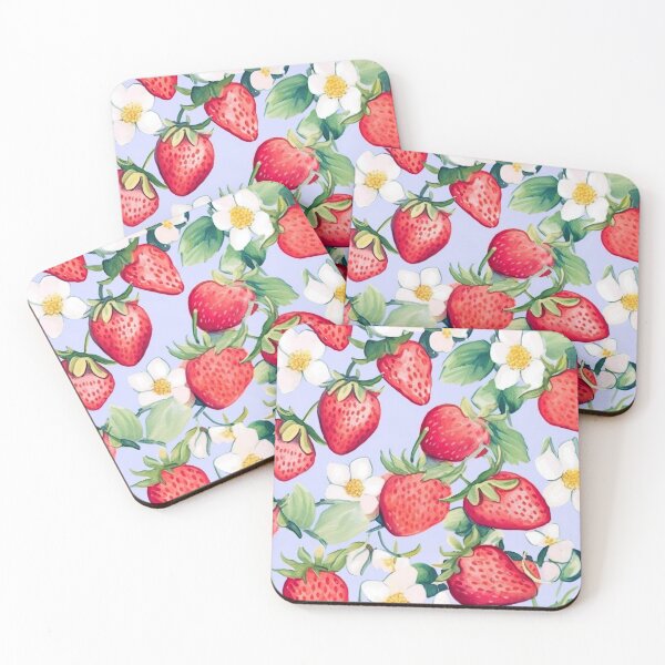 Item preview, appetizing strawberry watercolor 4 designed and sold by FlaskLab.