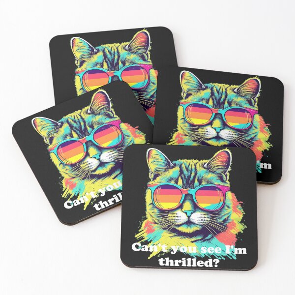 Item preview, Cute Cat with Sunglasses 'Can't you see I'm thrilled?' white text designed and sold by SADStyleDesigns.