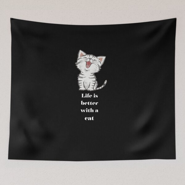 Item preview, Golden Whiskers: Life is Better with a Cat - Graphic Black T-Shirt designed and sold by KARTICK DUTTA.